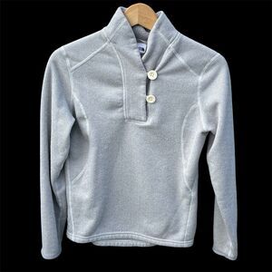 The North Face Jacket Grey Geometric Print Two Button Fleece Pullover Size Small